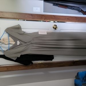 harper chiffon faux wrap dress, size 4, silver sage